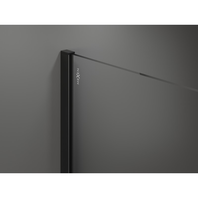 Mexen Kioto douchescherm Walk-in 100 x 200 cm, transparant/mat 8 mm, zwart - 800-100-101-70-35