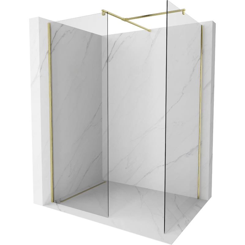 Mexen Kioto parete doccia Walk-in 120 x 115 cm, trasparente, oro spazzolato - 800-120-202-55-00-115