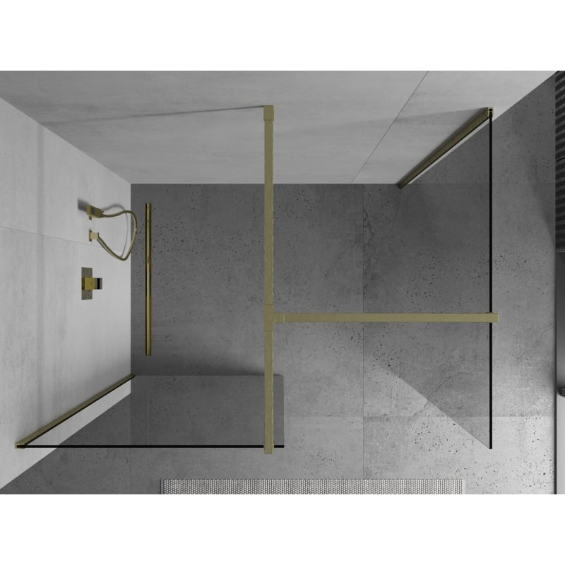Mexen Kioto ścianka prysznicowa Walk-in 150 x 100 cm, transparent, złota szczotkowana - 800-150-202-55-00-100