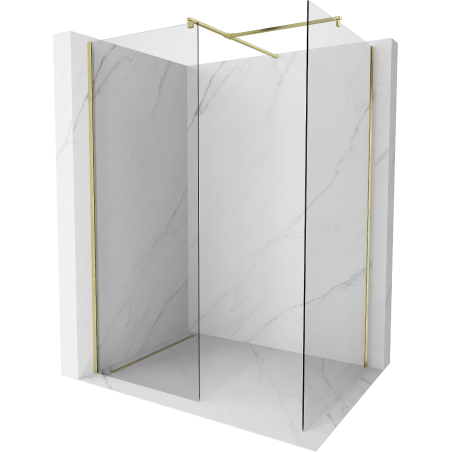 Mexen Kioto Duschwand Walk-in 155 x 80 cm, transparent, gebürstet gold - 800-155-202-55-00-080