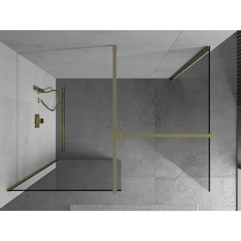 Mexen Kioto panel de ducha Walk-in 170 x 115 cm, transparente, dorado cepillado - 800-170-202-55-00-115