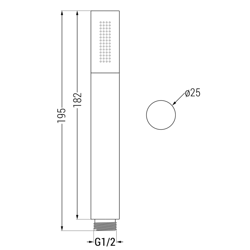 Mexen R-70 single-function shower head, graphite - 79570-66