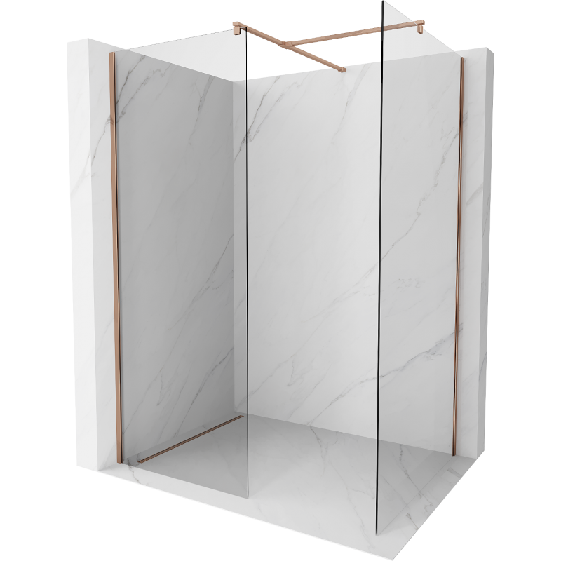 Mexen Kioto ścianka prysznicowa Walk-in 120 x 75 cm, transparent, różowe złoto - 800-120-202-60-00-075