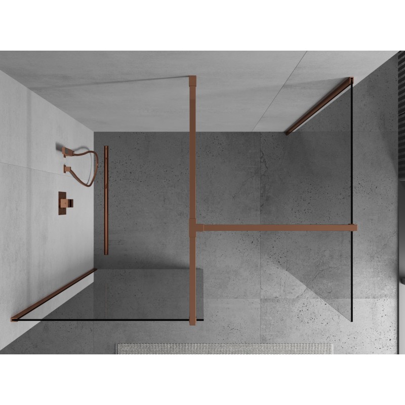 Mexen Kioto ścianka prysznicowa Walk-in 125 x 70 cm, transparent, różowe złoto - 800-125-202-60-00-070