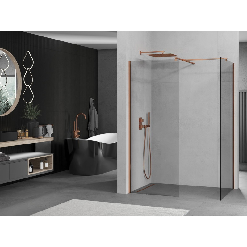 Mexen Kioto dušisein Walk-in 135 x 70 cm, läbipaistev, roosakuldne - 800-135-202-60-00-070