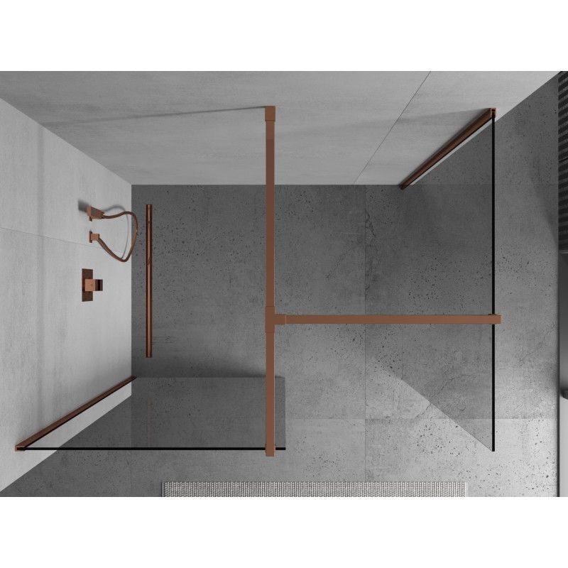 Mexen Kioto dušinurk Walk-in 140 x 75 cm, läbipaistev, roosa kuld - 800-140-202-60-00-075