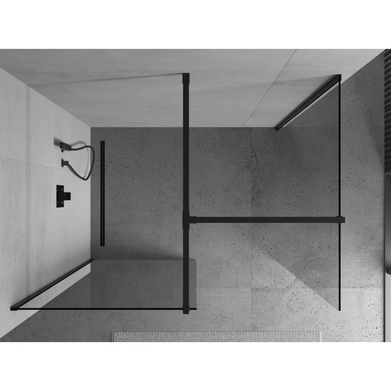 Mexen Kioto Zid tuš kabine Walk-in 100 x 90 cm, proziran, crni - 800-100-202-70-00-090