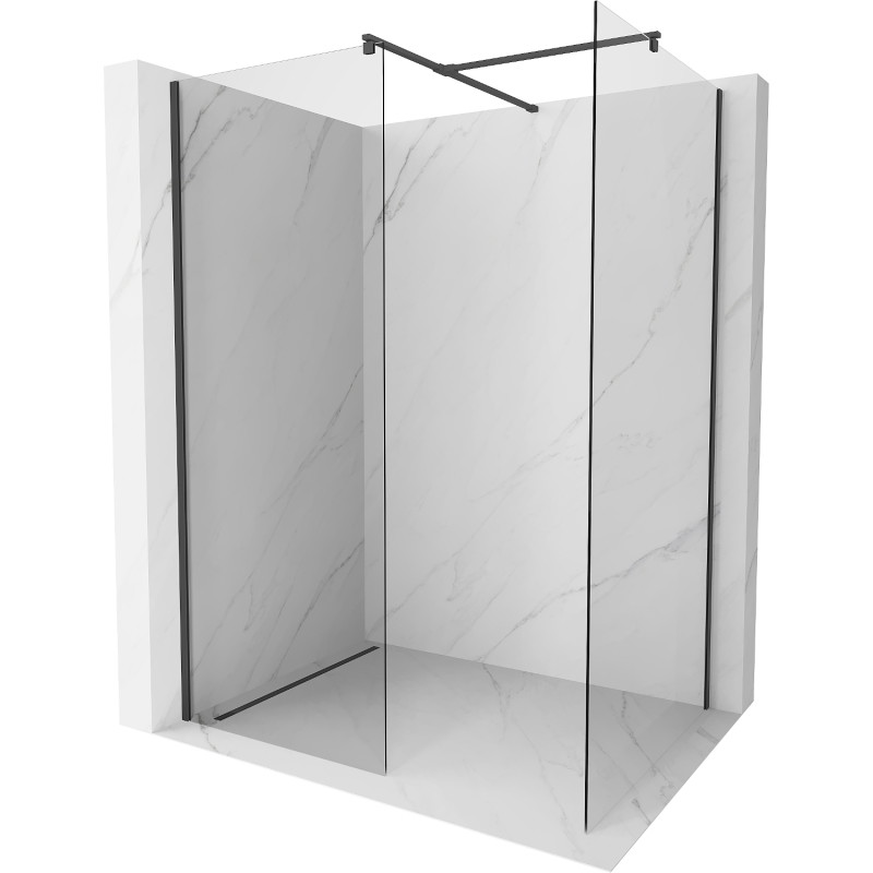 Mexen Kioto Zid tuš kabine Walk-in 100 x 90 cm, proziran, crni - 800-100-202-70-00-090