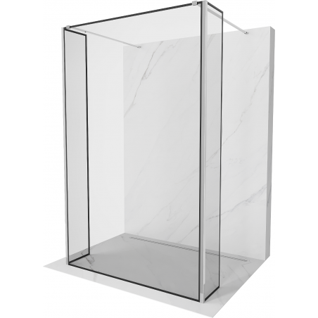 Mexen Kioto samostojeća tuš stijena 90 x 30 x 30 cm, crni okvir, krom - 800-090-030-222-01-70-030