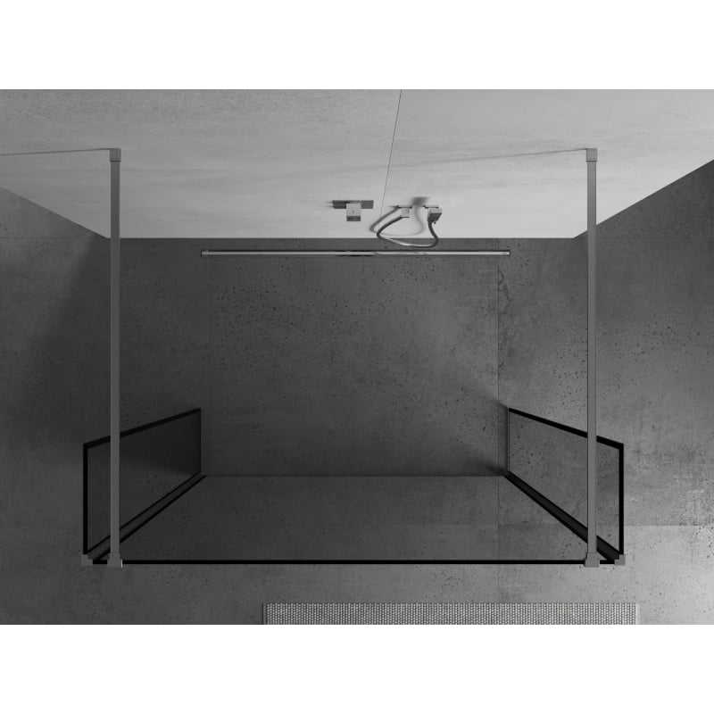 Mexen Kioto samostojeća tuš stijena 90 x 30 x 30 cm, crni okvir, krom - 800-090-030-222-01-70-030
