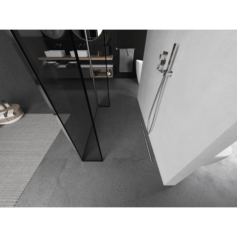 Mexen Kioto samostojeća tuš stijena 90 x 30 x 30 cm, crni okvir, krom - 800-090-030-222-01-70-030