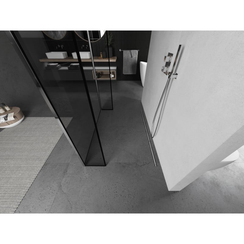 Mexen Kioto paroi de douche autoportante 130 x 30 x 30 cm, cadre noir, chrome - 800-130-030-222-01-70-030