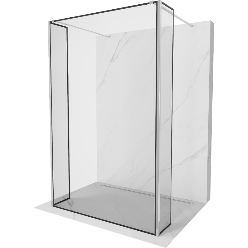 Mexen Kioto Samostojeći tuš zid 100 x 30 x 30 cm, crni okvir, krom - 800-100-030-222-01-70-030