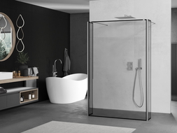 Mexen Kioto paroi de douche autoportante 150 x 30 x 30 cm, cadre noir, chrome - 800-150-030-222-01-70-030