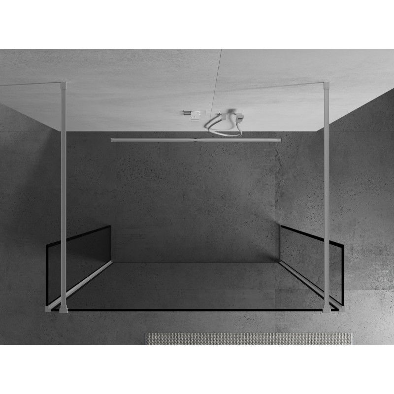 Mexen Kioto parede de duche independente 90 x 30 x 30 cm, moldura preta, branca - 800-090-030-222-20-70-030