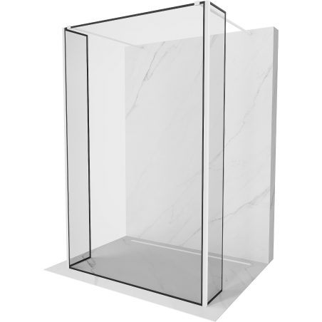 Mexen Kioto freestanding shower wall 90 x 30 x 30 cm, black frame, white - 800-090-030-222-20-70-030