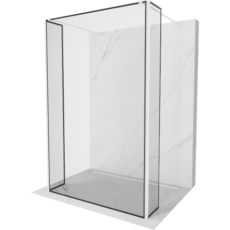 Mexen Kioto vrijstaande douchewand 90 x 30 x 30 cm, zwart frame, wit - 800-090-030-222-20-70-030