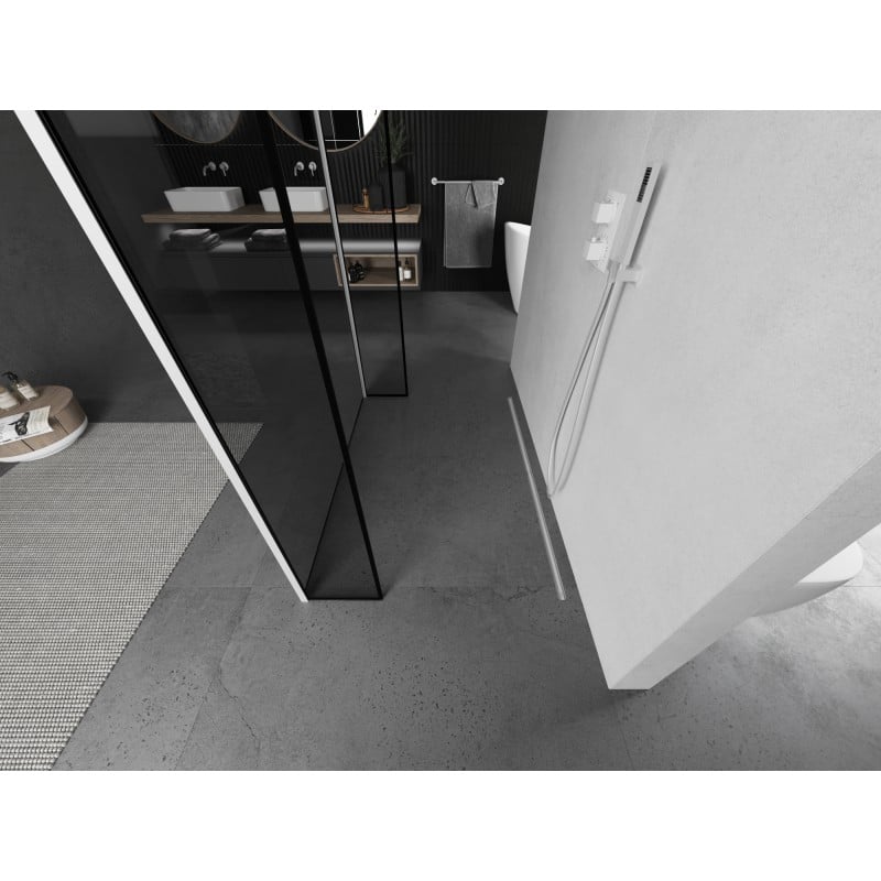 Mexen Kioto parede de chuveiro independente 110 x 30 x 30 cm, moldura preta, branca - 800-110-030-222-20-70-030