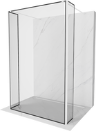 Mexen Kioto parete doccia autoportante 150 x 30 x 30 cm, cornice nera, bianca - 800-150-030-222-20-70-030