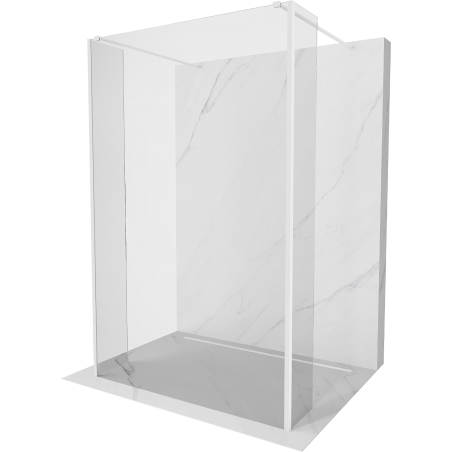 Mexen Kioto paroi de douche autoportante 100 x 30 x 30 cm, transparent, blanc - 800-100-030-222-20-00-030