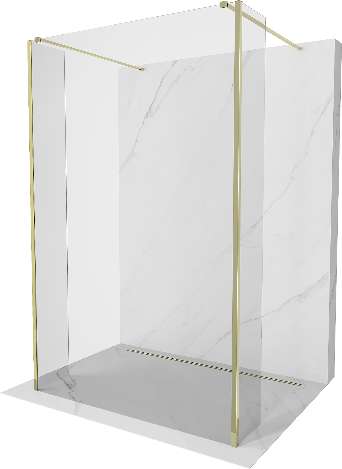 Mexen Kioto ścianka prysznicowa wolnostojąca 90 x 30 x 30 cm, transparent, złota - 800-090-030-222-50-00-030