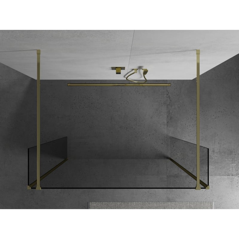 Mexen Kioto freistehende Duschwand 90 x 30 x 30 cm, transparent, golden - 800-090-030-222-50-00-030