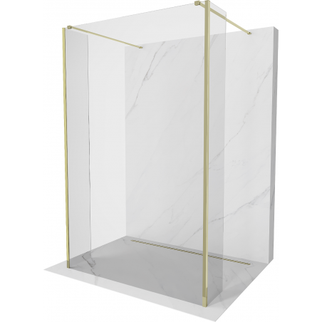 Mexen Kioto vrijstaande douchewand 140 x 30 x 30 cm, transparant, goud - 800-140-030-222-50-00-030