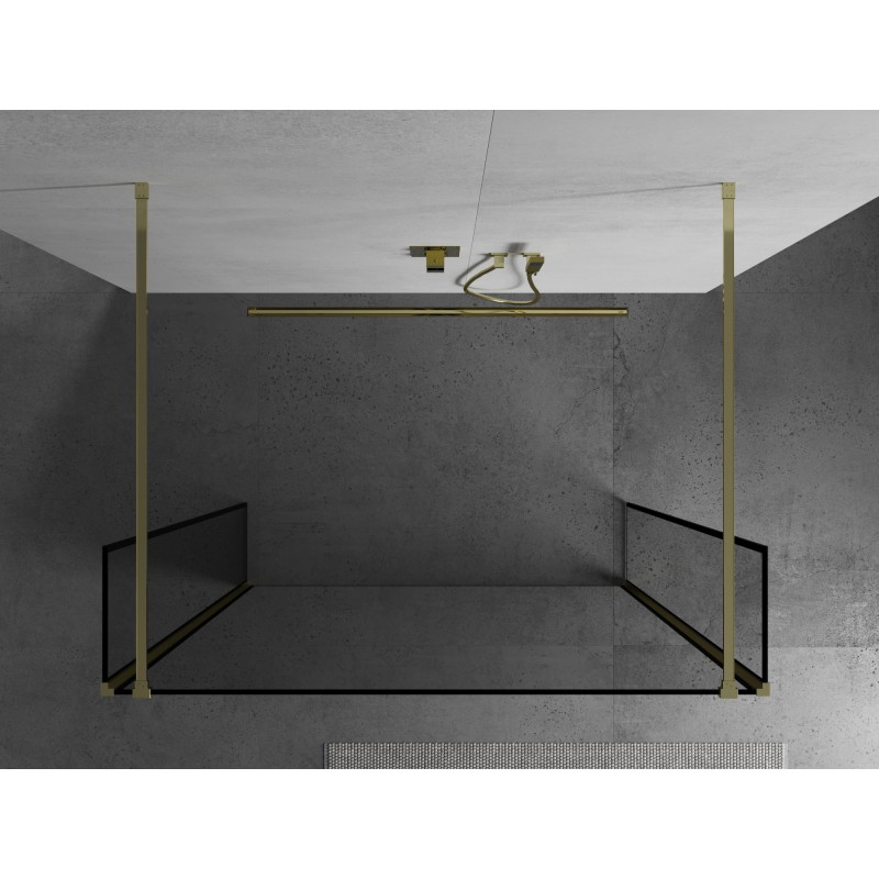 Mexen Kioto ścianka prysznicowa wolnostojąca 100 x 30 x 30 cm, czarna ramka, złota - 800-100-030-222-50-70-030
