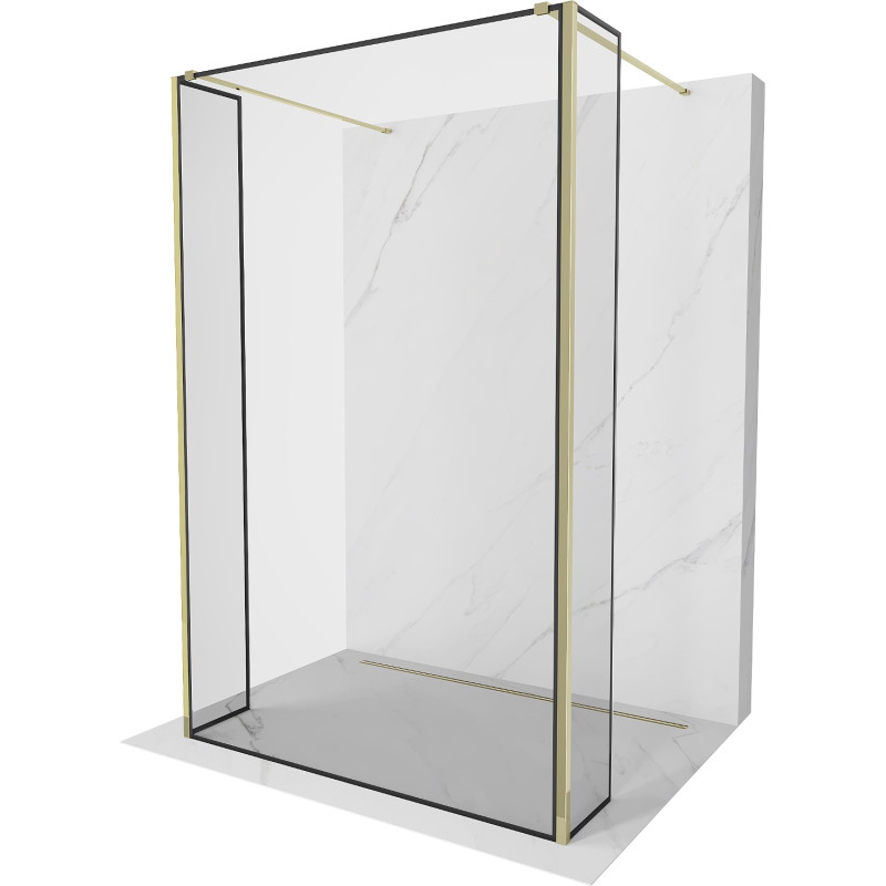 Mexen Kioto ścianka prysznicowa wolnostojąca 130 x 30 x 30 cm, czarna ramka, złota - 800-130-030-222-50-70-030