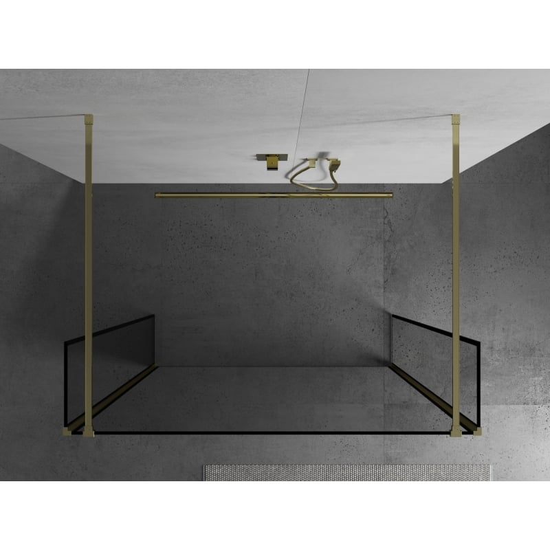 Mexen Kioto ścianka prysznicowa wolnostojąca 160 x 30 x 30 cm, czarna ramka, złota - 800-160-030-222-50-70-030