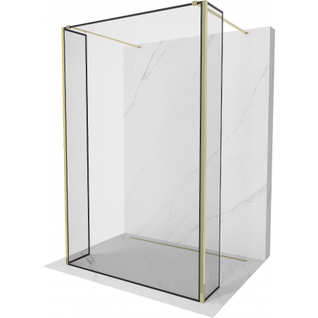 Mexen Kioto Samostojeća tuš stijena 160 x 30 x 30 cm, crni okvir, zlatna - 800-160-030-222-50-70-030