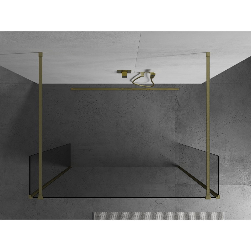 Mexen Kioto ścianka prysznicowa wolnostojąca 100 x 30 x 30 cm, transparent, złota szczotkowana - 800-100-030-222-55-00-030