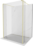 Mexen Kioto Samostojeća tuš stijena 100 x 30 x 30 cm, prozirna, zlatna četkana - 800-100-030-222-55-00-030