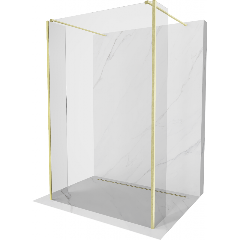 Mexen Kioto vrijstaande douchewand 110 x 30 x 30 cm, transparant, goud geborsteld - 800-110-030-222-55-00-030