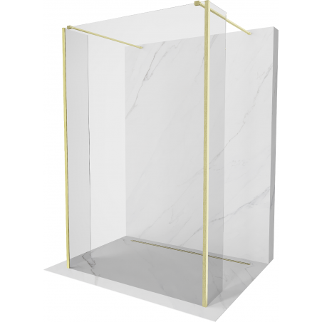 Mexen Kioto freestanding shower wall 120 x 30 x 30 cm, transparent, brushed gold - 800-120-030-222-55-00-030
