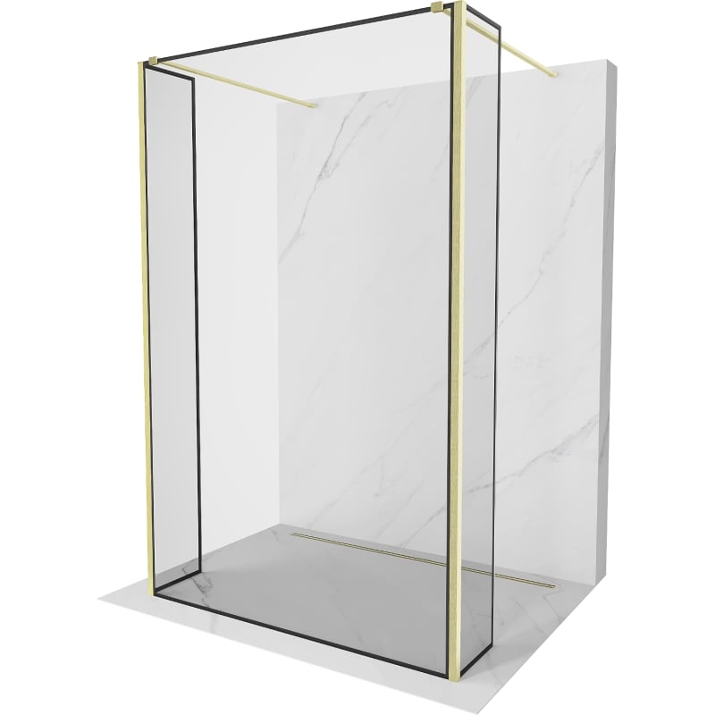 Mexen Kioto samostojeća staklena stijena 100 x 30 x 30 cm, crni okvir, zlatna brušena - 800-100-030-222-55-70-030