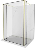 Mexen Kioto ścianka prysznicowa wolnostojąca 110 x 30 x 30 cm, czarna ramka, złota szczotkowana - 800-110-030-222-55-70-030