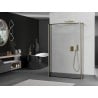 Mexen Kioto paroi de douche autoportante 150 x 30 x 30 cm, cadre noir, doré brossé - 800-150-030-222-55-70-030