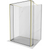 Mexen Kioto vrijstaande douchewand 150 x 30 x 30 cm, zwart frame, goud geborsteld - 800-150-030-222-55-70-030