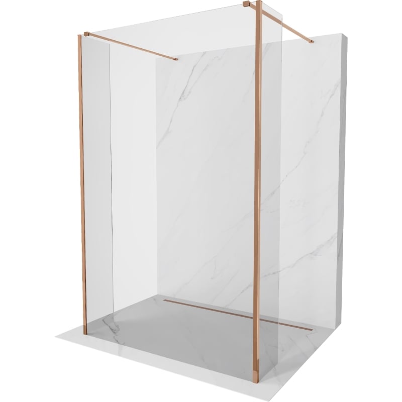 Mexen Kioto freestanding shower wall 90 x 30 x 30 cm, transparent, rose gold - 800-090-030-222-60-00-030