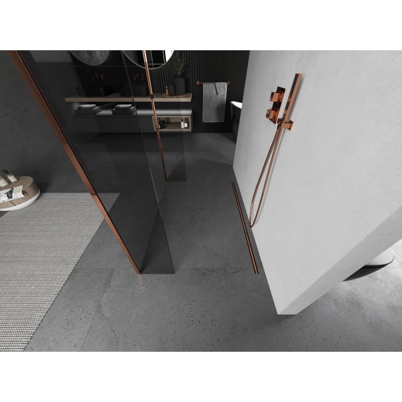 Mexen Kioto panel de ducha independiente 95 x 30 x 30 cm, transparente, oro rosa - 800-095-030-222-60-00-030