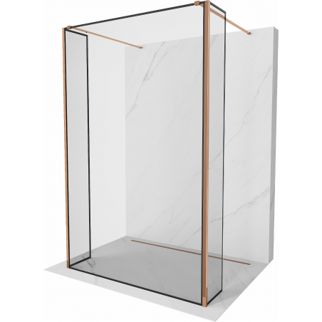 Mexen Kioto ścianka prysznicowa wolnostojąca 130 x 30 x 30 cm, czarna ramka, różowe złoto - 800-130-030-222-60-70-030