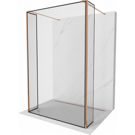 Mexen Kioto ścianka prysznicowa wolnostojąca 100 x 30 x 30 cm, czarna ramka, różowe złoto - 800-100-030-222-60-70-030