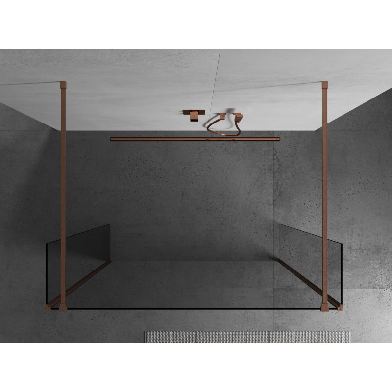 Mexen Kioto ścianka prysznicowa wolnostojąca 100 x 30 x 30 cm, transparent, miedź szczotkowana - 800-100-030-222-65-00-030