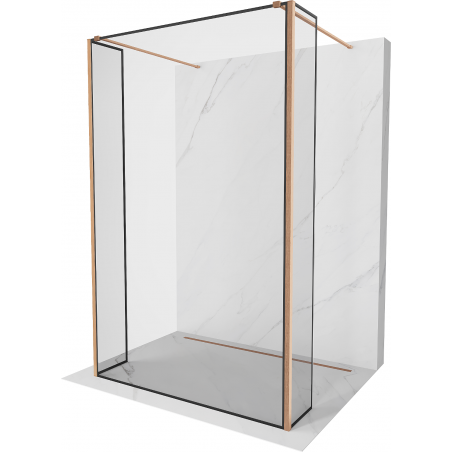 Mexen Kioto ścianka prysznicowa wolnostojąca 150 x 30 x 30 cm, czarna ramka, miedź szczotkowana - 800-150-030-222-65-70-030