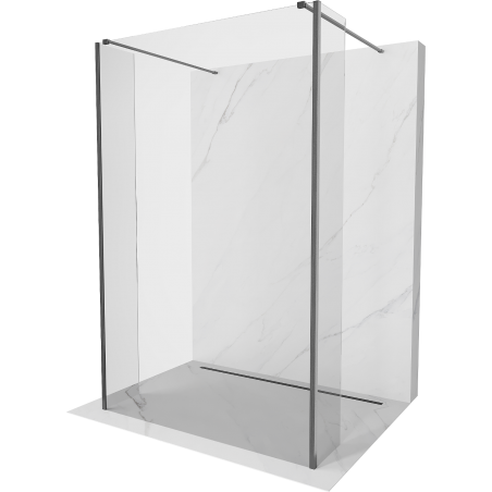Mexen Kioto freestanding shower wall 155 x 30 x 30 cm, transparent, brushed gun gray - 800-155-030-222-66-00-030