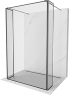 Mexen Kioto prostostoječa tuš stena 120 x 30 x 30 cm, črn okvir, brušeno sivo orožje - 800-120-030-222-66-70-030