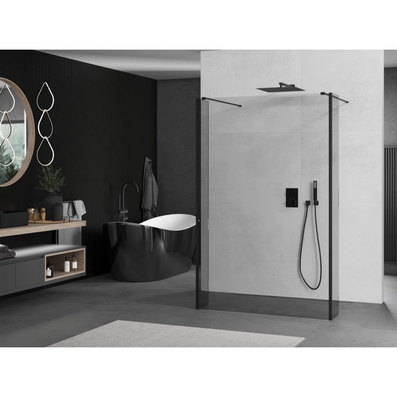 Mexen Kioto paroi de douche autoportante 125 x 30 x 30 cm, transparent, noir - 800-125-030-222-70-00-030