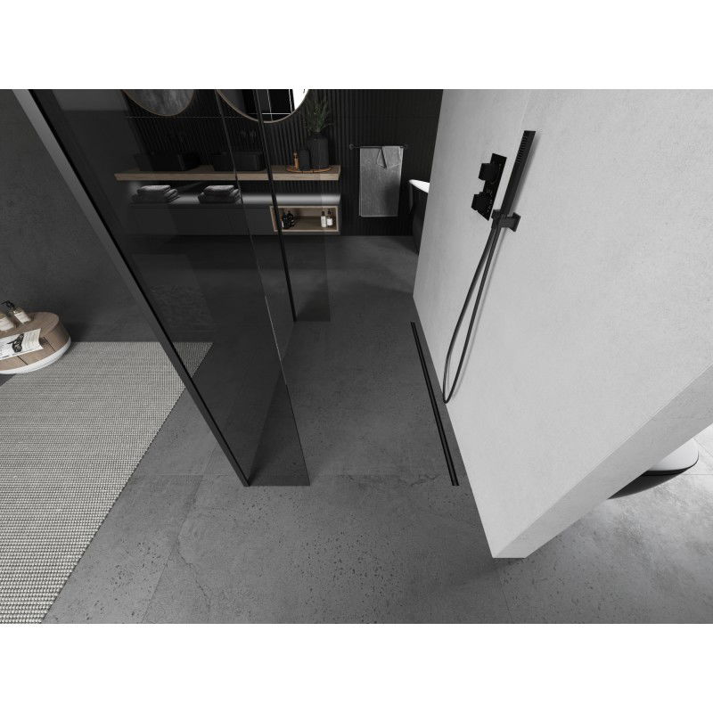 Mexen Kioto stoječa pršna stena 130 x 30 x 30 cm, prozorna, črna - 800-130-030-222-70-00-030