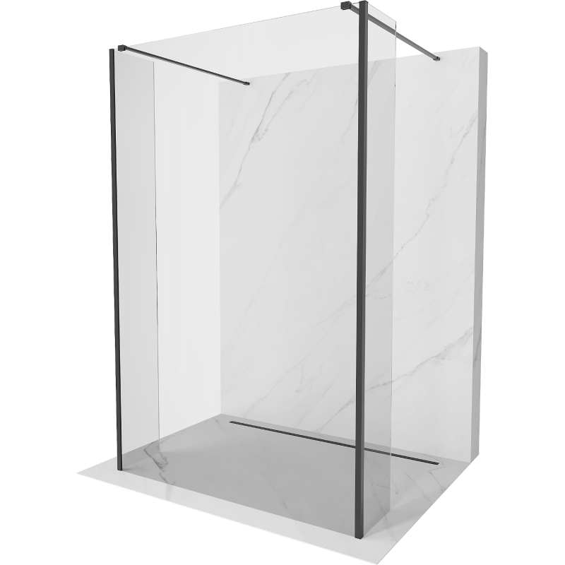 Mexen Kioto freestanding shower wall 140 x 30 x 30 cm, transparent, black - 800-140-030-222-70-00-030